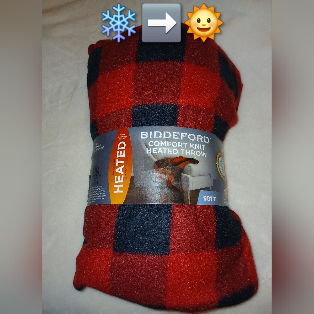 Biddeford ☀️🔌Electric Heated Throw With Analog Controller 🔌☀️ Red/Black Check